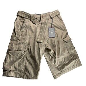 Beverly Hills Polo Club Men's Cargo Shorts Khaki with Belt Relax Fit Size 30 New